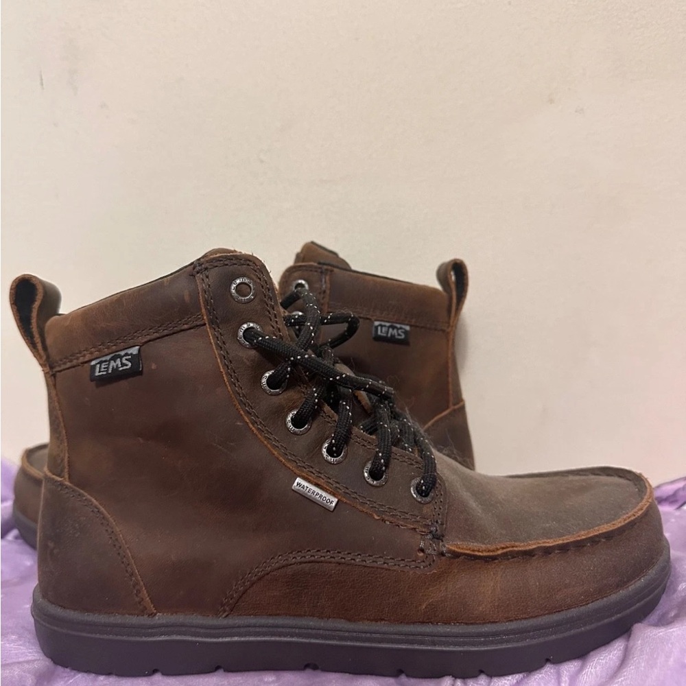 Lem’s waterproof boulder boot- wide toe box.